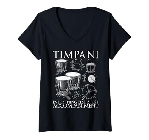 Damen Trommelspieler, Musiker, Alles, Pauken T-Shirt mit V-Ausschnitt Damen Trommelspieler, Musiker, Alles, Pauken T-Shirt mit V-Ausschnitt von Timpani Design For Timpanist & Kettle Drum Player