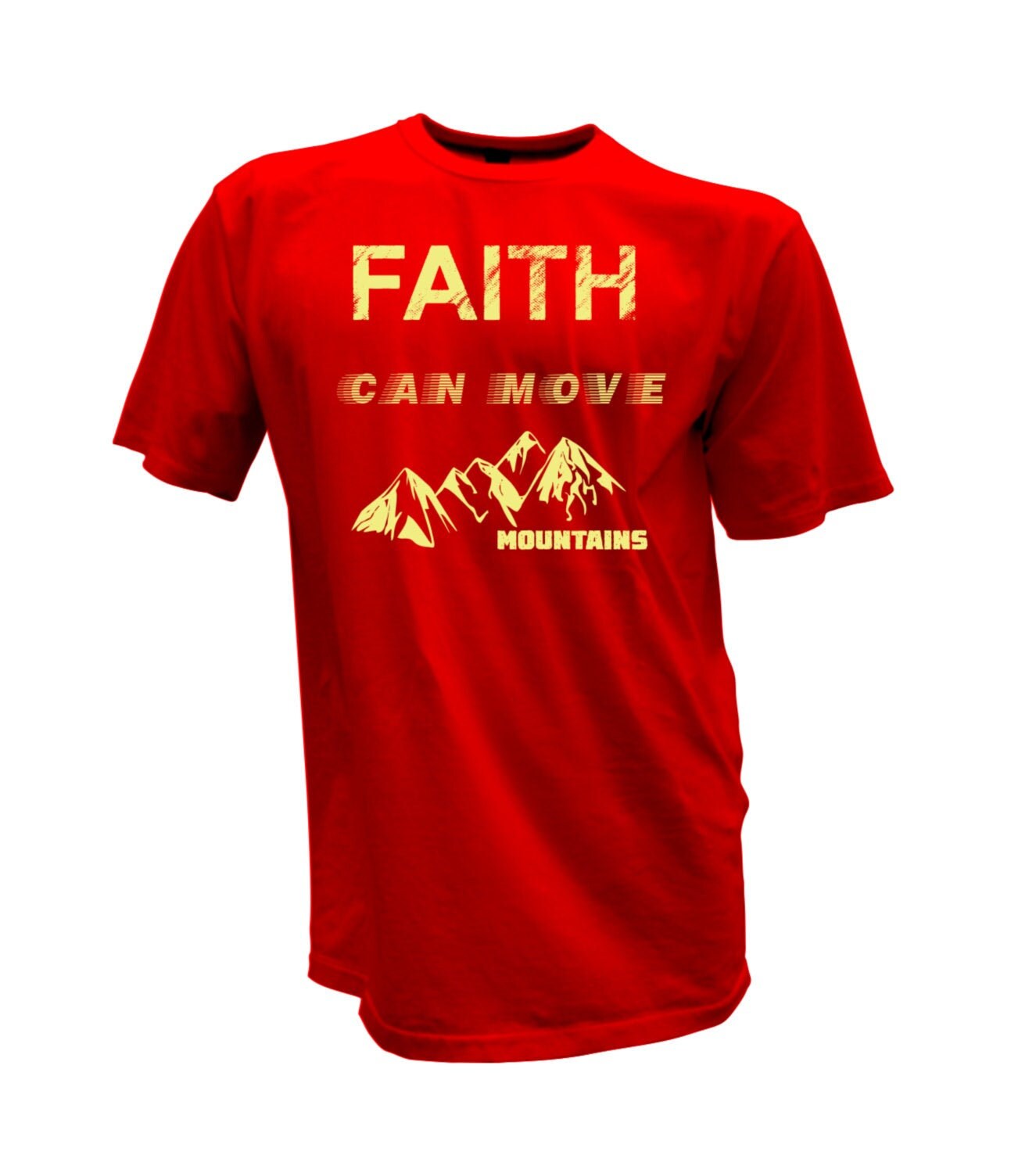 Christliches T-Shirt - Glaube Kann Berge Rot Und Gelb Christliches T-Shirt - Glaube Kann Berge Rot Und Gelb von TimsTeesHouston