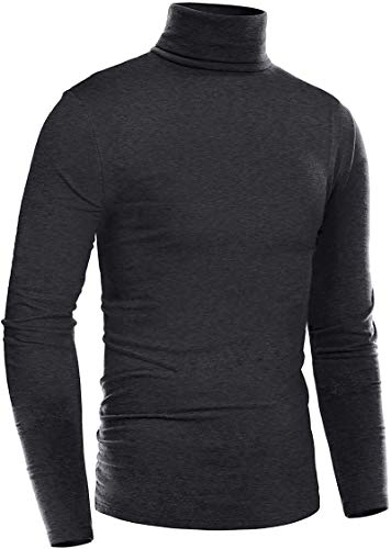 Herren Langarmshirts Rollkragen Slim Fit Sweater Feinstrick Shirts Weiß von Timuspo