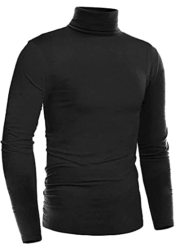 Herren Slim Fit Basic T-Shirts Thermo-Rollkragenpullover Feinstrick Elastisch Pullover Rollkragen von Timuspo