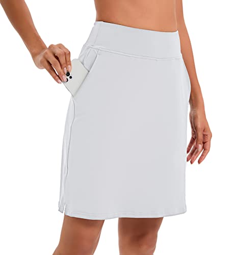 Timuspo Damen Golfrock High Taille Tennis Skort mit Taschen Weiße Mini-Laufröcke Sport Wanderrock mit Innenhose von Timuspo