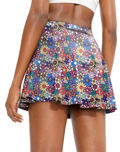 Timuspo Damen Kurzer Hosenrock Plissee-Tennisrock Mini-Skorts für Sommersport Radfahren Laufen Golf,L von Timuspo