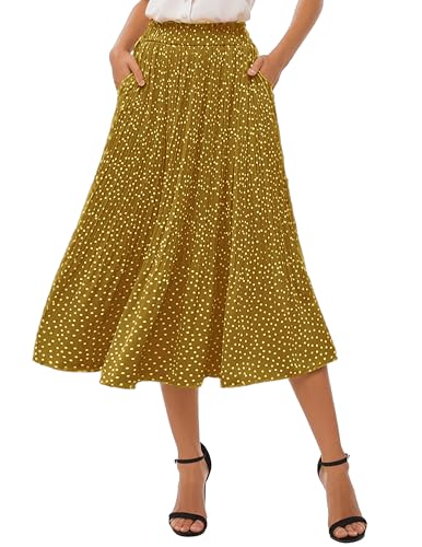 Timuspo Damen Plisseerock Elegante Langer Luftiger Sommerrock A-Linie Polka Dot Midi Tellerrock Elastische Taille Sommer Röcke mit Taschen für Frauen Gelb M Timuspo Damen Plisseerock Elegante Langer Luftiger Sommerrock A-Linie Polka Dot Midi Tellerrock Elastische Taille Sommer Röcke mit Taschen für Frauen Gelb M von Timuspo