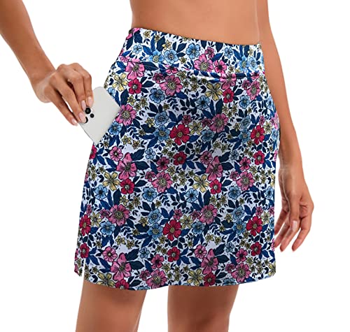 Timuspo Damen Tennisrock Golfrock mit Innenhose Kurze Skort Hosenrock mit Taschen Sommer Sportrock Wandern Laufen von Timuspo