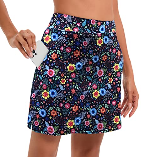 Timuspo Damen Tennisrock mit Hose Kurze Skort Hosenrock Sommerrock mit Taschen Sportrock Golfrock Wandern Outdoor Radfahren von Timuspo