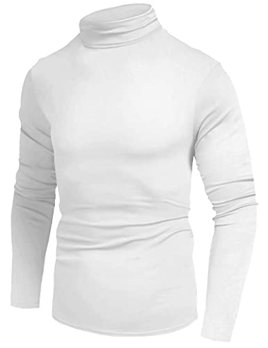 Timuspo Herren Rollkragen Langarmshirts Slim Fit Unterzieh Einfarbig Male Pullover von Timuspo