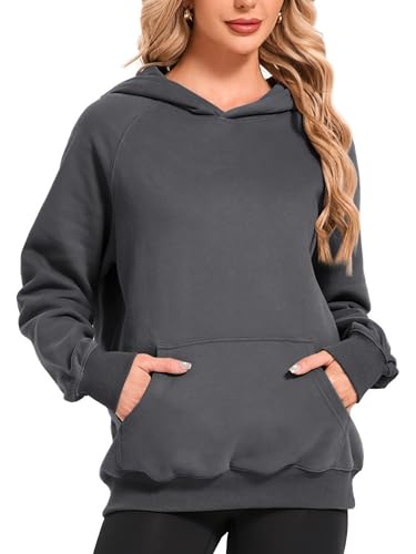 Timuspo Hoody Damen mit Kapuze Sport Langarm Kapuzenpullover Bequeme Oversize Sweatshirt Einfarbig Pullover Winter Y2K Oberteile Langarm Dunkelgrau M Timuspo Hoody Damen mit Kapuze Sport Langarm Kapuzenpullover Bequeme Oversize Sweatshirt Einfarbig Pullover Winter Y2K Oberteile Langarm Dunkelgrau M von Timuspo