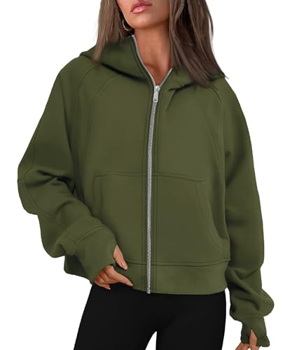 Timuspo Jacke Damen Hoodie Sweatjacke Pullover Sweatshirt Oberteile Kapuzenpullover Pulli mit Reissverschluss Kapuze 90er Y2K E-Girl Übergangsjacke von Timuspo