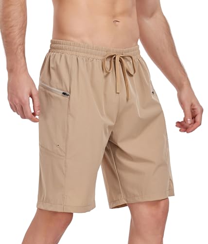 Timuspo Kurze Jogginghose Herren Shorts Cargo Sommer Badehose mit 2 Taschen Sport Outdoor Laufen Strandsurfen Khaki M von Timuspo