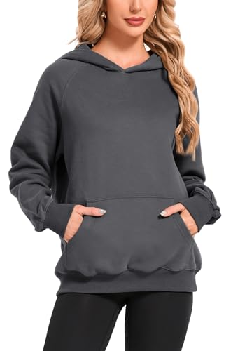 Timuspo Oversize Hoodie Damen Sport Langarm Kapuzenpullover Bequeme Sweatpullover mit Tasche Winterpullover Einfarbig Basic Pullover Baumwolle Dunkelgrau L Timuspo Oversize Hoodie Damen Sport Langarm Kapuzenpullover Bequeme Sweatpullover mit Tasche Winterpullover Einfarbig Basic Pullover Baumwolle Dunkelgrau L von Timuspo