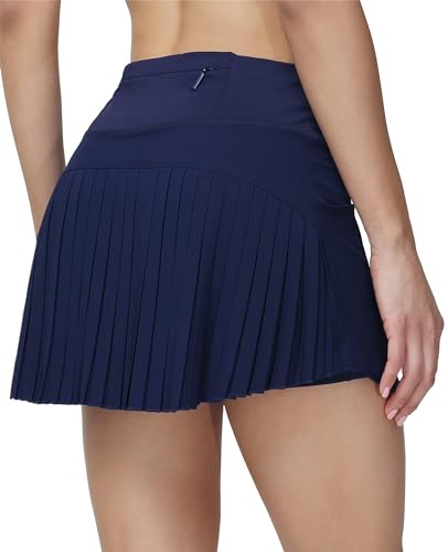 Timuspo Tennisrock mit Hose und Taschen Faltenrock Kurz Hosenrock Golf Sportrock Skirt Plissierter Rock Wanderrock Hosenrock Damen Sommer M von Timuspo