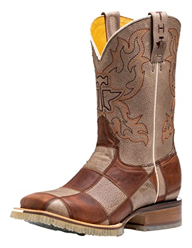 Tin Haul Herren Cowboystiefel, Leder, kariert, Rodeo-Poster, mehrfarbig, Hellbraun, 42.5 EU von Tin Haul