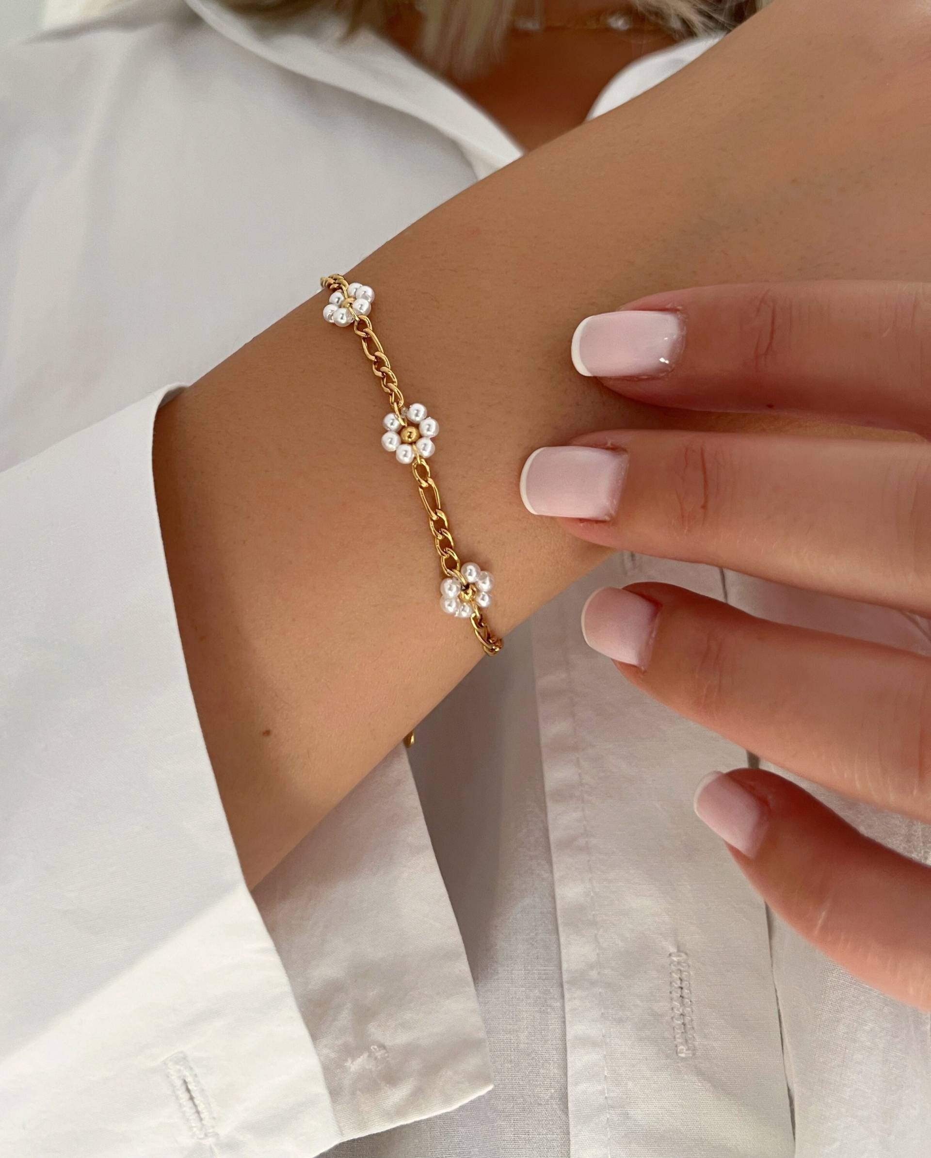 Gold Daisy Armband, Edelstahlkette, Hypoallergen Schmuck von TinArtbytina