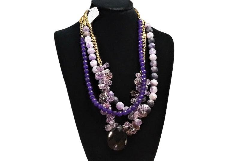 Amethyst Und Jade Multi Strang Halskette - Lavendel Schmuck Amethyst Und Jade Multi Strang Halskette - Lavendel Schmuck von TinGlazesAndGlass