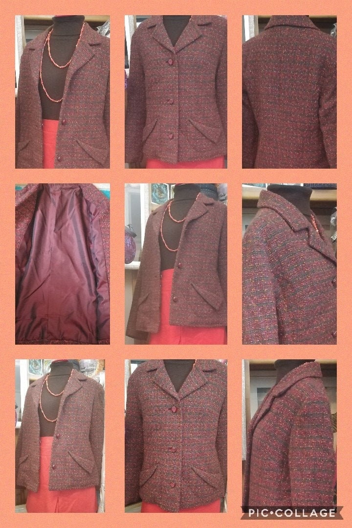 Vintage 60Er Jahre Ingwer Gestreifte Tweed Wolle Herbst/Herbst Mod Jacke von TinSoldierVintage