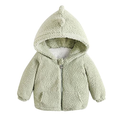 Baby Fleece Mantel Jacke Kinder Mädchen Jungen Fleecejacke mit Kapuze Strickfleecejacke Kleinkind Kuscheljacke Fleecemantel Kapuzenmantel 12 Monate - 5 Jahre (Grün, 80) von TinaDeer