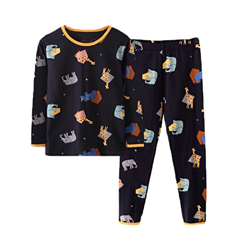 Baby Jungen Mädchen Zweiteiliger Schlafanzüge Kleinkind Kinder Schlafanzug Set Langarm Tiere Bedruckte Nachtwäsche Set Winter Pyjama Set 80 86 92 98 104 110 116 122 128 134 140 146 (Black, 2-3 Years) von TinaDeer