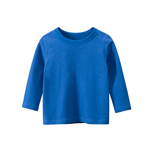 Baby Kleinkind Jungen Mädchen Basic T Shirt Solid Langarmshirt Longsleeve T-Shirt Lässige Lose Bluse T-Stück Baumwolle Rundhals Langarm Tunika Tops für 1-9 Jahre Kinder Unisex (Blue, 2-3 Years) von TinaDeer