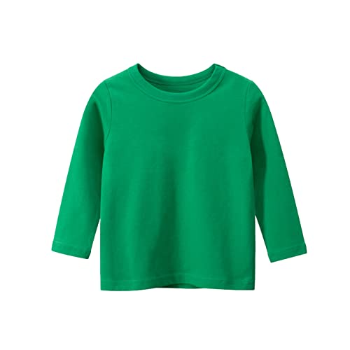 Baby Kleinkind Jungen Mädchen Basic T Shirt Solid Langarmshirt Longsleeve T-Shirt Lässige Lose Bluse T-Stück Baumwolle Rundhals Langarm Tunika Tops für 1-9 Jahre Kinder Unisex (Green, 1-2 Years) von TinaDeer