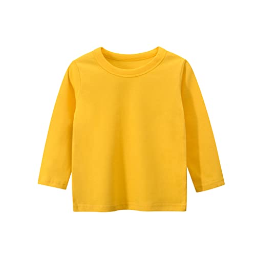 Baby Kleinkind Mädchen Jungen Basic T Shirt Solid Langarmshirt Longsleeve T-Shirt Lässige Lose Bluse T-Stück Baumwolle Rundhals Langarm Tunika Tops für 1-9 Jahre Kinder Unisex (Yellow, 3-4 Years) von TinaDeer