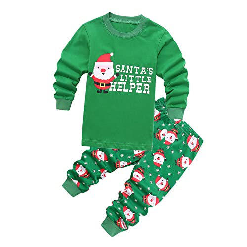 Baby Kleinkind Mädchen Jungen Weihnachten Zweiteiliger Schlafanzüge Kinder Schlafanzug Set Weihnachten Bedruckte Nachtwäsche Set Winter Pyjama Set 80 86 92 98 104 110 116 122 (Green, 6-7 Years) von TinaDeer