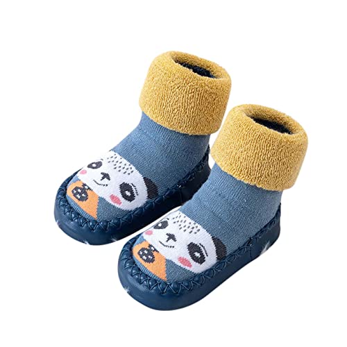 Baby Kleinkind Sockenschuhe Cartoon Socken Schuhe Kinder Mädchen Jungen Herbst Winter Warme Bodensocken Atmungsaktiv Krabbelschuhe Weiche Hausschuhe Rutschfest Lauflernschuhe (B, 25 EU) von TinaDeer