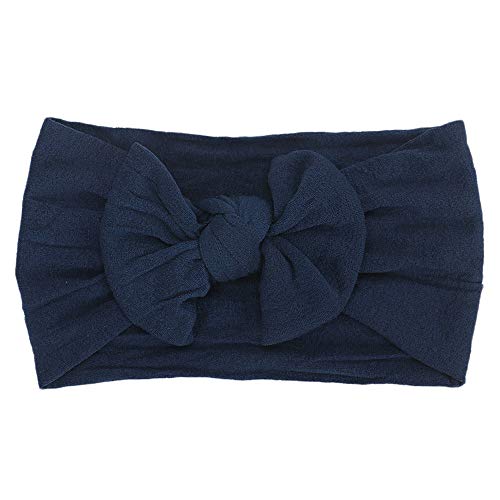 Baby Mädchen Jungen Stirnband mit Schleife 6 Monate - 3 Jahre Neugeborenes Kleinkind Stirnbänder Nylon Stretch Haarband Taufe Headwear Süßes Kinder Kopfband Haarbänder Kopftuch (Navyblau) von TinaDeer