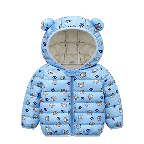 Baby Winter Jacke mit Kapuze Ultraleicht Mäntel Gepolstert Leicht Steppjacke Jungen Mädchen Herbst Winter Warmer Kapuzenmantel Winterjacke Wintermantel für 6 Monate - 4 Jahre (Blau B, 12-18 Monate) von TinaDeer