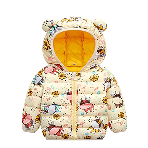 Baby Winter Jacke mit Kapuze Ultraleicht Mäntel Gepolstert Leicht Steppjacke Jungen Mädchen Herbst Winter Warmer Kapuzenmantel Winterjacke Wintermantel für 6 Monate - 4 Jahre (Gelb, 6-12 Monate) von TinaDeer