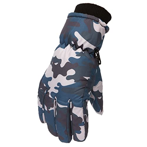 Camouflage Skihandschuhe für 4-12 Jahre Kinder Mädchen Jungen Wasserdichte Winddichte Fausthandschuhe Warme Kinderhandschuhe Winterhandschuhe Handschuhe für Outdoor Sport Skifahren (Blau, 4-8 Jahre) von TinaDeer