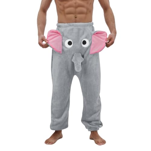 Herren-Hosen, eine lustige Elefanten-Boxer-Shorts, humorvolle Unterwäsche, Geschenk für Männer, Boxer-Hosen mit Tier-Motiv, Elefant Wird klingeln, Hosen Spielen seltsame Sporthose Herren L (Grey, L) von TinaDeer