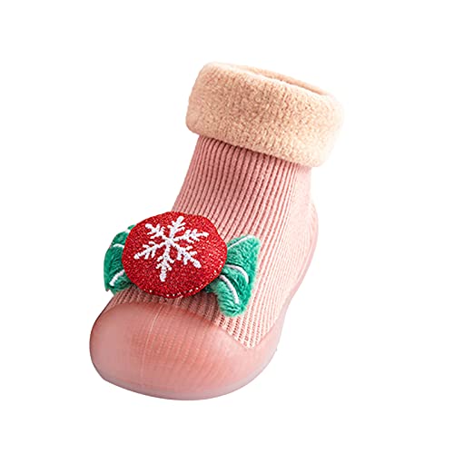 Kinderwagenstiefel Baby Socken Cartoon Jungen Prewalker Slipper Kinder 3D Weihnachten Babyschuhe Schneestiefel Baby (Z02 Pink, 21 Toddler) von TinaDeer