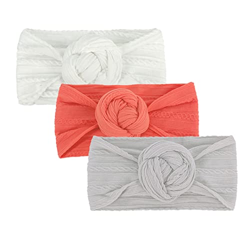 Kleinkind Baby Jungen Mädchen Stretch solide geknotet Haarband Kopfbedeckung Stirnband 3er Pack Baby Mütze Mit Schleife von TinaDeer