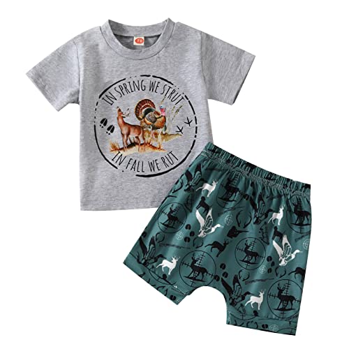 TinaDeer Kleinkind Jungen Mädchen Kurzarm Cartoon bedrucktes T-Shirt Tops Shorts Outfits Baby Boy Strampler von TinaDeer