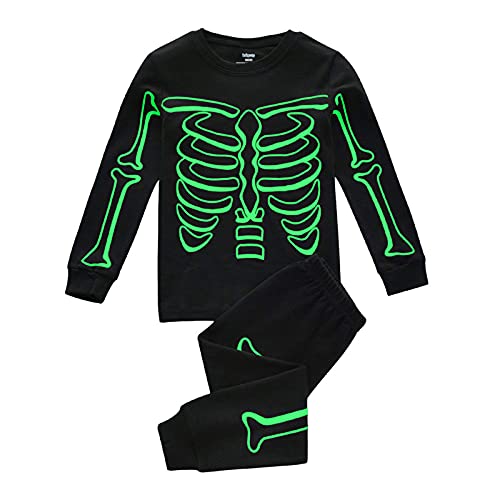 Schlafanzug Jungen Set Kinder Skelett Druck Langarmshirt Hose Zweiteiliges Halloween Set 2-teilig Nachthemd Nachthose Nachtwäsche 98 122 128 140 152 158 164 176 von TinaDeer