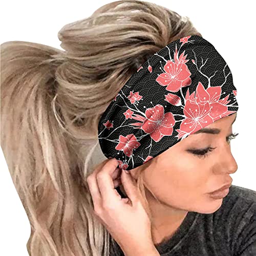 Stirnband Damen Breite Elastische Weiche Atmungsaktiver Boho Haarband Blumendruck Stirnbänder Haarschmuck Yoga Sport Workout Gym Haarbänder Mehrfarbig Haarreifen für Frauen Mädchen Damen von TinaDeer