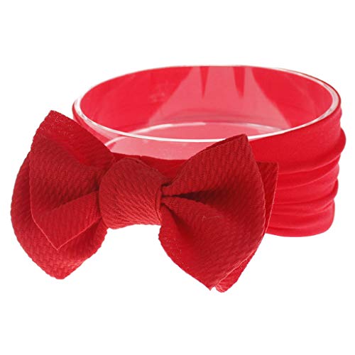 TinaDeer 0-2 Jahre Neugeborenes Baby Stirnband mit Schleife Kleinkind Mädchen Jungen Stirnbänder Stretch Haarband Taufe Headwear Süßes Kinder Kopfband Haarbänder Kopftuch (Rot) von TinaDeer