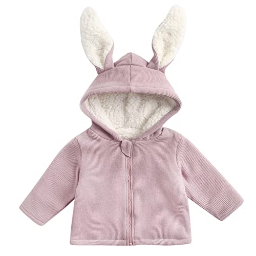 TinaDeer 1-6 Jahre Baby Kleinkind Jungen Mädchen Strickfleecejacke mit Hasen Ohren Kapuze Kinder Fleecejacke Frühling Herbst Winter Warm Jacke Langarm Kuscheljacke Fleecemantel (Pink, 18-24 Months) von TinaDeer