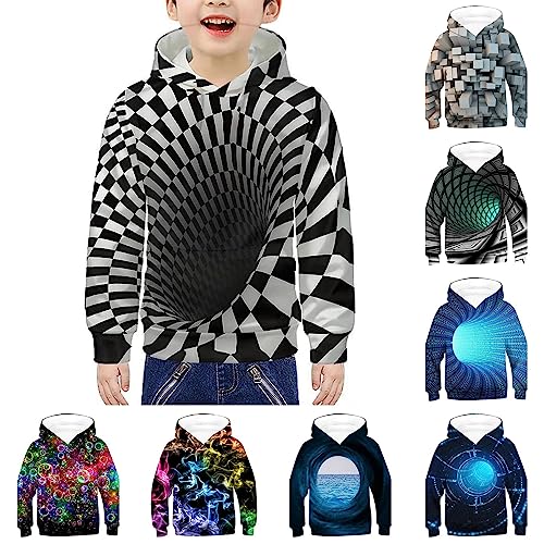 TinaDeer 3D Druck Hoodie Kinder Jungen Oversize Kapuzenpullover Lustige Sweatshirt mit Kapuze Freizeit Pullover Herbst Winter Kapuzenjacke Outdoor Party für Jungen Mädchen 2 Jahre - 12 Jahre von TinaDeer