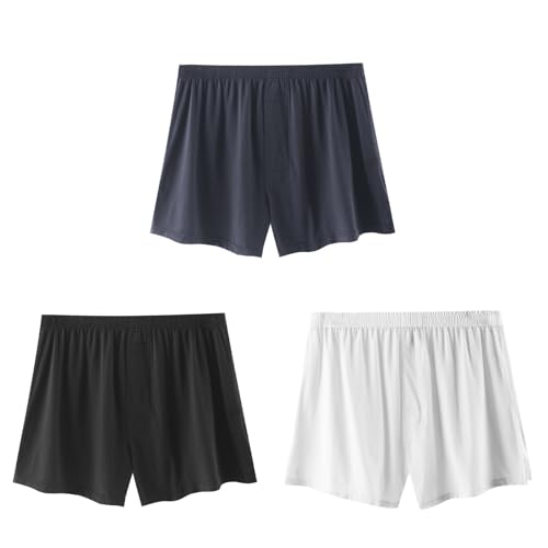 TinaDeer 3er Pack Schlafanzughose Herren Kurz Baumwolle Shorts mit Elastischer Taille Locker Atmungsaktiv Pyjamahose Sportshorts Yoga Nachtwäsche Shorts von TinaDeer