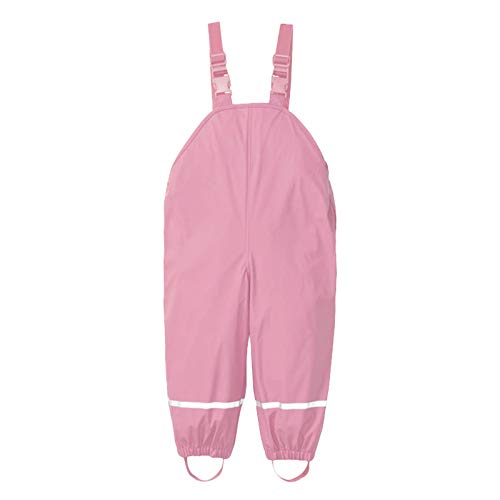 TinaDeer 92-128 Kinder Mädchen Regenhose Atmungsaktiv Regenlatzhose Wind- und wasserdichte Matschhose Buddelhose mit Hosenträgern für 1-6 Jahre Kinder Mädchen (Rosa, 104) von TinaDeer