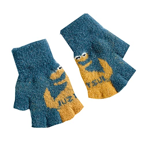 TinaDeer Baby Jungen Mädchen Fingerlose Handschuhe Kleinkind Kinder Halber Finger Fäustlinge Herbst Winter Gestrickte Typing Schreibe Handschuhe für 3-8 Jahre (Marine, 3-8 Jahre) von TinaDeer