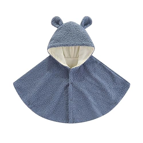 TinaDeer Baby Kinder Mädchen Poncho mit Bärenohren Kapuze, Warm Kapuze Cape, Dicker Baumwolle Umhang Mantel mit Knopfleiste, Coat Outwear für Herbst Winter Hochzeit Halloween Weihnachten Kostüm von TinaDeer