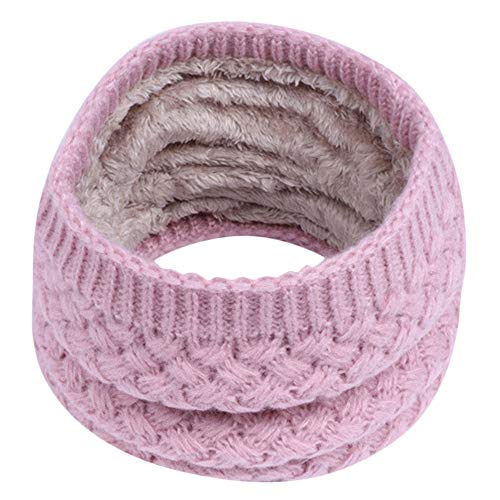 TinaDeer Baby Kinder Strickschal Schlauchschal mit Fleece Junge Mädchen Herbst Winter Rundschal Gestricktes Halstuch Weiche Warme Schal Kinder Halswärmer Scarf (Rosa B, 25×21cm) von TinaDeer