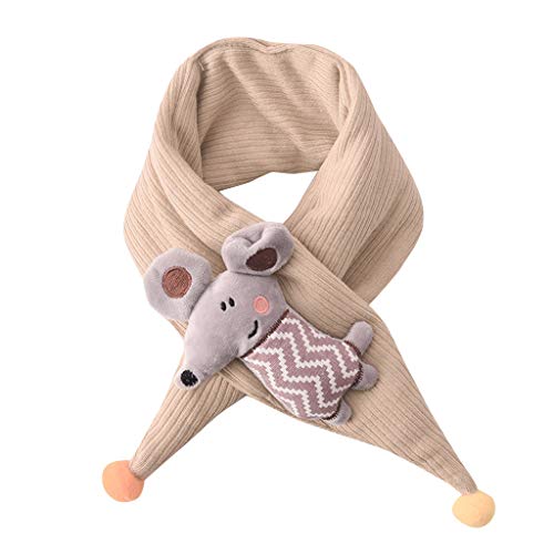 TinaDeer Baby Kinder Winter Steckschal Jungen Mädchen Cartoon Schals Warme Winterschal kleine Maus Muster Halstuch Outdoor Spielen Halswärmer (Beige, 80X100cm) von TinaDeer