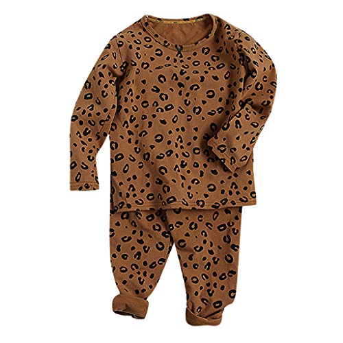 TinaDeer Baby Kleinkind Kinder Schlafanzug Mädchen Jungen Leopard Druck Pyjama Set Zweiteiliger Schlafanzüge Nachtwäsche 50 56 62 68 74 80 86 92 98 104 110 (Braun, 0-1 Jahre) von TinaDeer