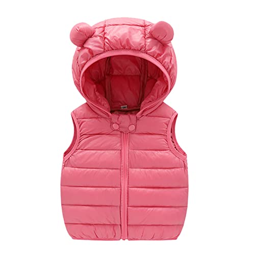 TinaDeer Baby Kleinkind Mädchen Jungen Daunenweste Steppweste mit Bärenohren Kapuze Kinder Weste Jacke Frühling Herbst Winter Ärmellos Kapuzenweste Winterweste für 1-6 Jahre (A, 12-18 Months) von TinaDeer