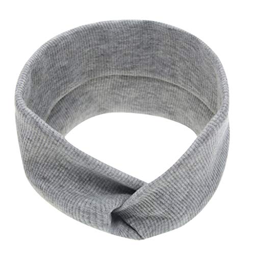 TinaDeer Baby Mädchen Stirnband mit kreuzgeknüpft Neugeborene Stirnbänder Stretch Haarband Taufe Headwear Kopfband Haarbänder Kopftuch für 0-1 Jahre Kinder Kleinkinder Säuglinge (Grau) von TinaDeer