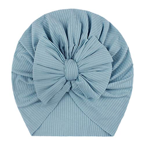 TinaDeer Baby Mädchen Turban Hüte mit Schleife Neugeboren Kleinkind Kopfband Stirnband Haarband Knoten Mütze Sommer Stretch Headwear Neugeborene Hut (Blau), Einheitsgröße von TinaDeer