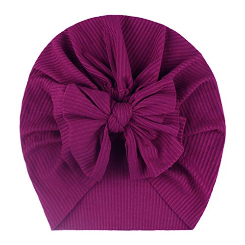 TinaDeer Baby Mädchen Turban Hüte mit Schleife Neugeboren Kleinkind Kopfband Stirnband Haarband Knoten Mütze Sommer Stretch Schleife Headwear Kleinkind Neugeborene Mütze Hut Hut (Weinrot) von TinaDeer